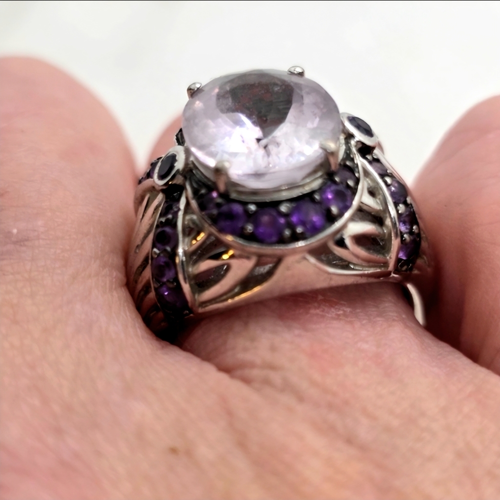 Victoria Wieck  Rose De France Amethyst & African Amethyst Art Deco Ring - Picture 11 of 12